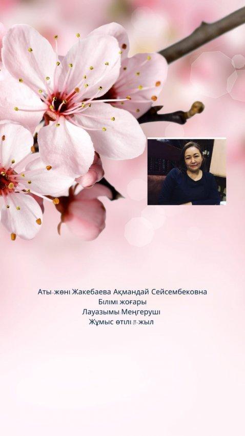 Балабақша меңгерушісі: Жакебаева Ақмаңдай Сейсембековна